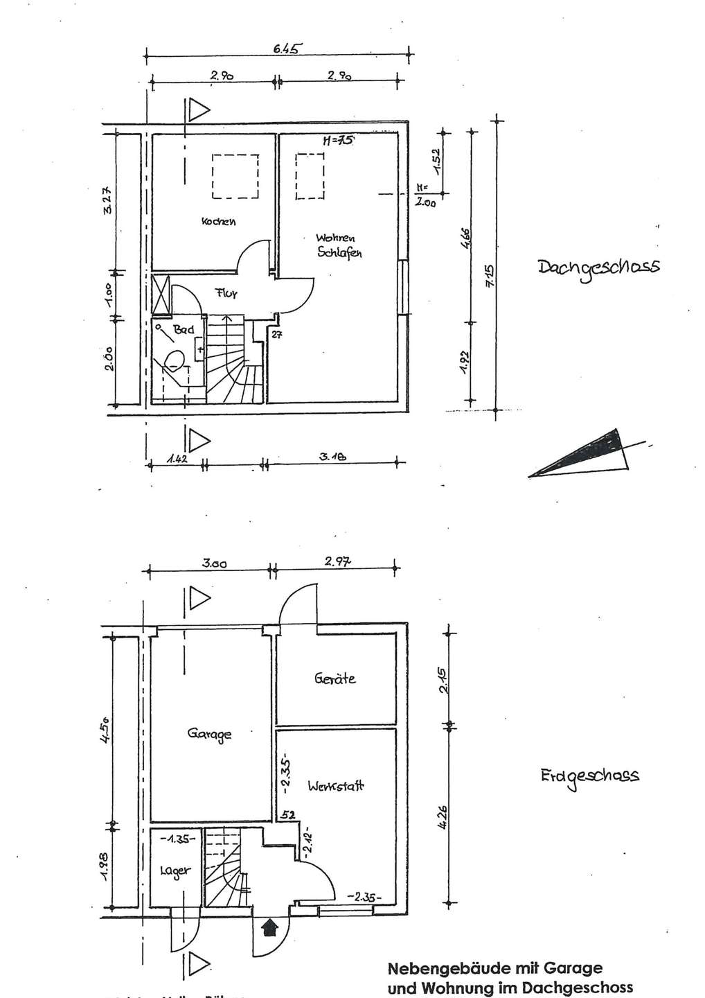Grundriss Garage und Wohnung