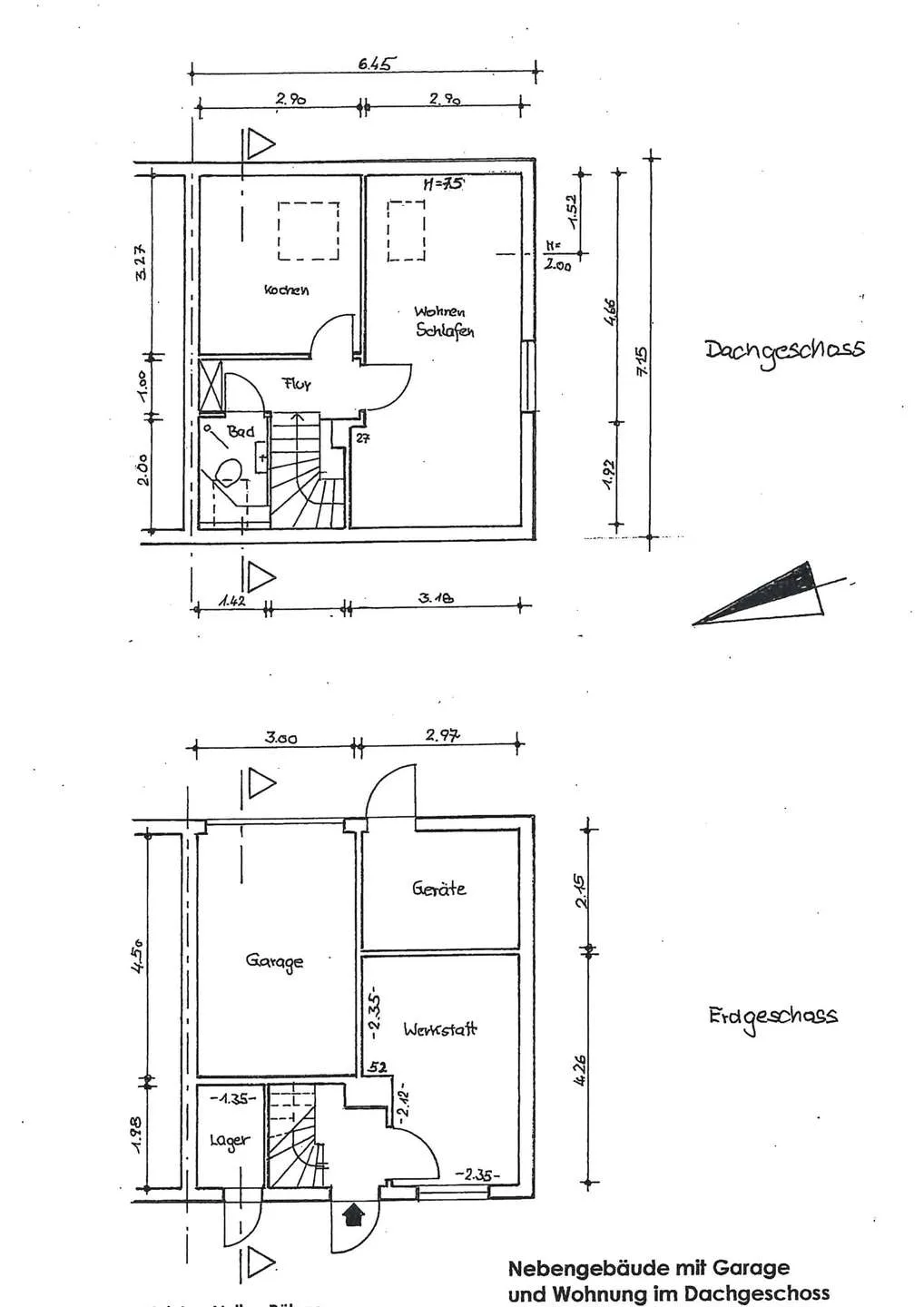 Grundriss Garage und Wohnung
